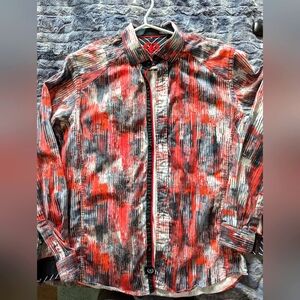 Au Noir Dress Shirt size 4 black white red